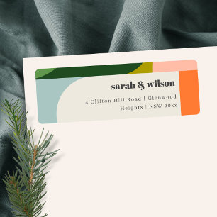 Colorful Groovy Retro Arch Bold Abstract Address Label