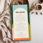 Colorful Groovy Retro Arch Bold Wedding Menu Card<br><div class="desc">Colorful Groovy Retro Arch Theme Collection.- it's an elegant groovy fun 70s Retro arch collection,  Perfect for your Retro themed wedding & parties. It’s very easy to customize,  with your personal details. If you need any other matching product or customization,  kindly message via Zazzle.</div>