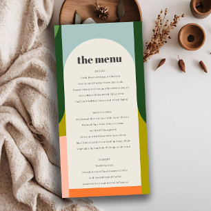 Colorful Groovy Retro Arch Bold Wedding Menu Card