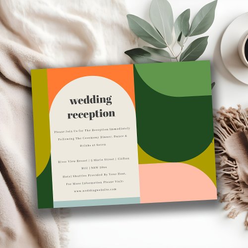Colorful Groovy Retro Arch Bold Wedding Reception Enclosure Card