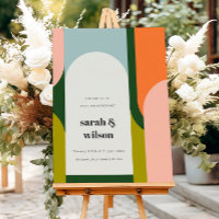 Colorful Groovy Retro Arch Bold Wedding Welcome
