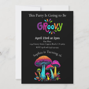 Colorful Groovy Retro Birthday Invitation