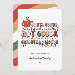 Colorful Groovy Retro Christmas Christmas Card
