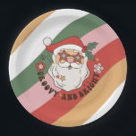 Colorful Groovy Retro Christmas  Paper Plates<br><div class="desc">Celebrate in style with these colorful Groovy Retro Christmas Paper Plates that are perfect for any holiday party or Christmas birthday. They feature a retro Santa Claus illustration and say "groovy and bright"</div>