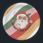 Colorful Groovy Retro Christmas  Paper Plates<br><div class="desc">Celebrate in style with these colorful Groovy Retro Christmas Paper Plates that are perfect for any holiday party or Christmas birthday. They feature a retro Santa Claus illustration and say "groovy and bright"</div>