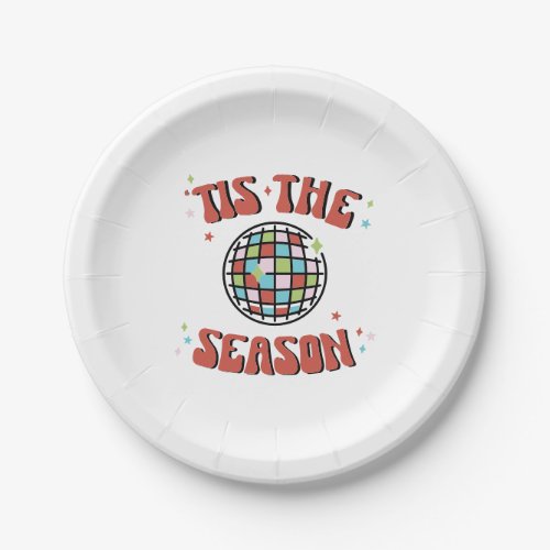 Colorful Groovy Retro Disco Christmas Party Paper Plates