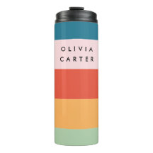 Colorful Groovy Retro Horizontal Stripe Name