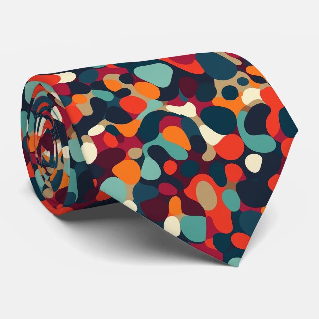 Colorful Groovy Retro Neck Tie (Rolled)
