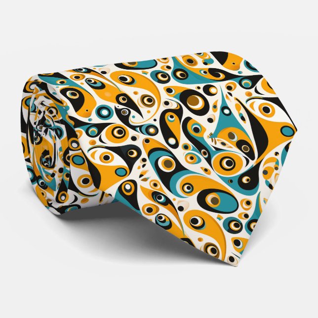 Colorful Groovy Retro Neck Tie (Rolled)