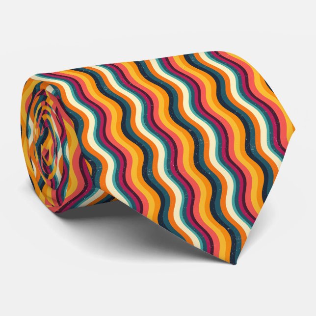 Colorful Groovy Retro Neck Tie (Rolled)