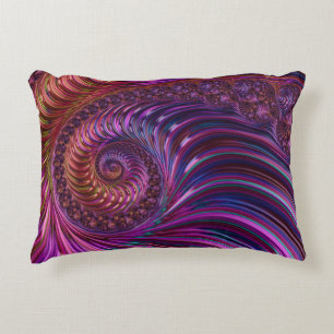 Colorful Groovy Trippy Funky Spiral Fractal Art Accent Pillow