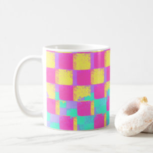 Colorful Grunge Checkerboard Pattern Coffee Mug