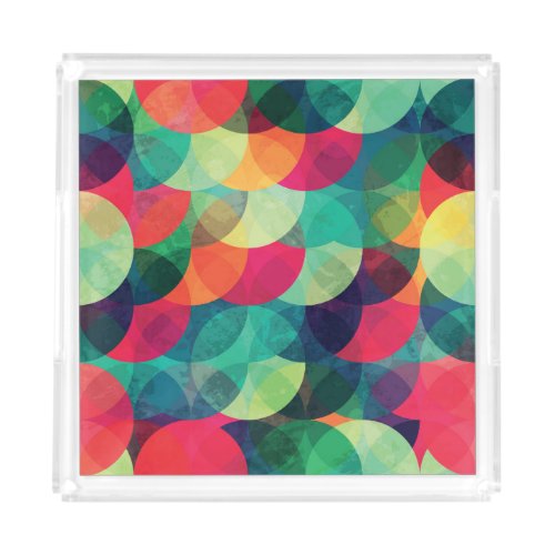 Colorful Grunge Circle Seamless Pattern Acrylic Tray