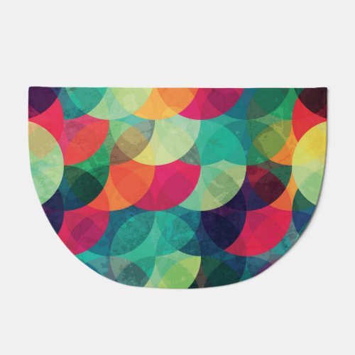 Colorful Grunge Circle Seamless Pattern Doormat