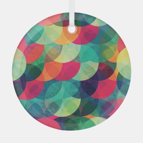 Colorful Grunge Circle Seamless Pattern Glass Ornament