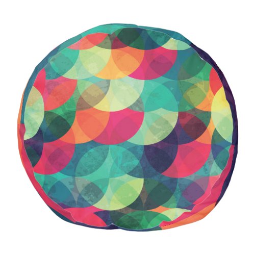 Colorful Grunge Circle Seamless Pattern Pouf