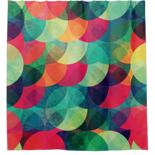 Colorful Grunge Circle Seamless Pattern Shower Curtain