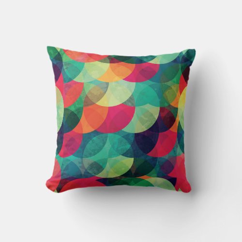 Colorful Grunge Circle Seamless Pattern Throw Pillow