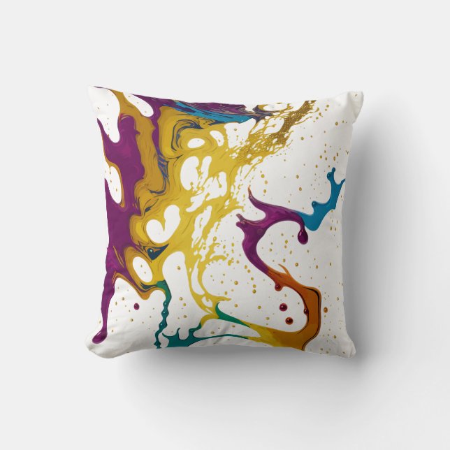 Colorful Grunge Dripping Marble Ink Splash  Throw Pillow (Front)