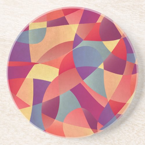 Colorful Grunge Geometric Triangles Background Coaster