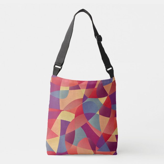 Colorful Grunge: Geometric Triangles Background Crossbody Bag (Front)