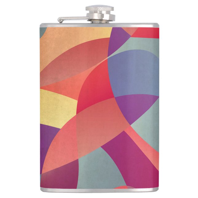 Colorful Grunge: Geometric Triangles Background Flask (Front)