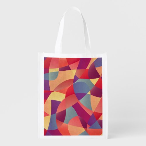 Colorful Grunge Geometric Triangles Background Grocery Bag