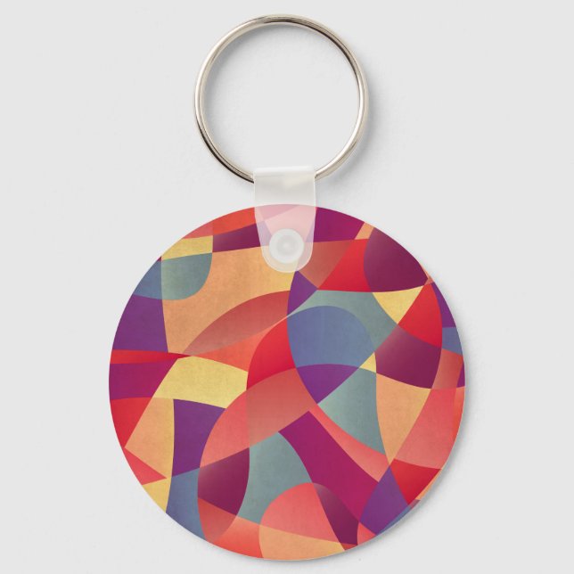 Colorful Grunge: Geometric Triangles Background Keychain (Front)
