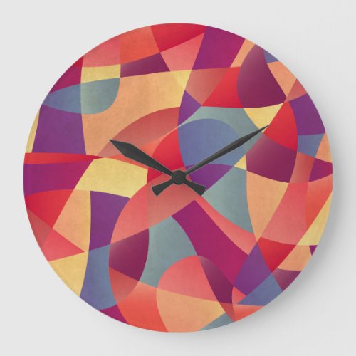Colorful Grunge Geometric Triangles Background Large Clock