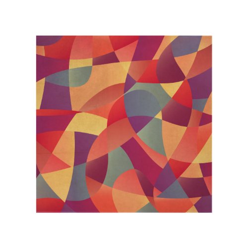 Colorful Grunge Geometric Triangles Background Wood Wall Art