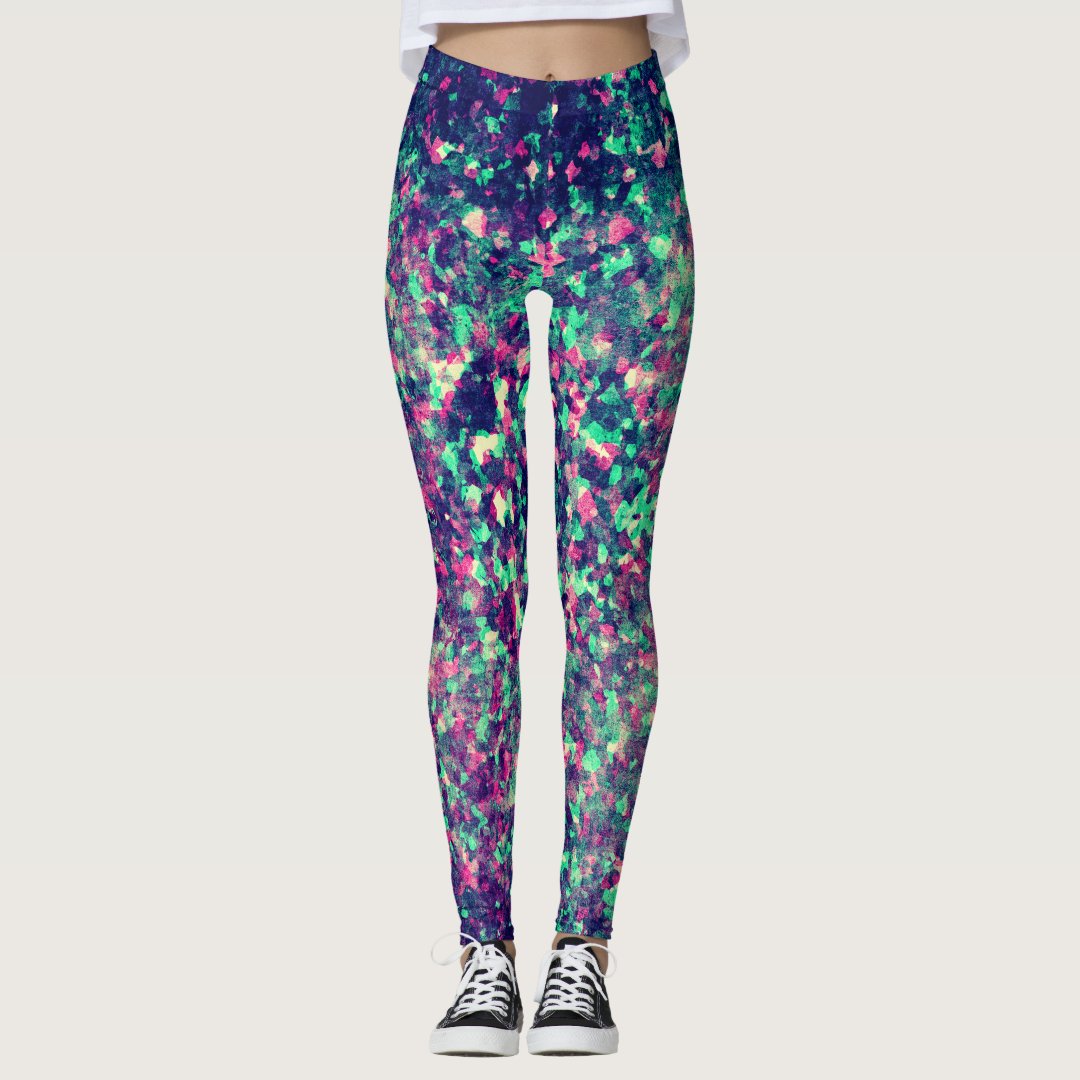 Colorful Grunge Kaleidoscope Pattern Leggings | Zazzle