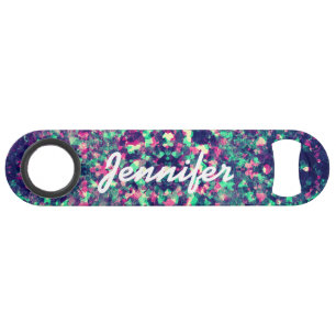 Colorful Grunge Kaleidoscope Pattern Monogram Speed Bottle Opener