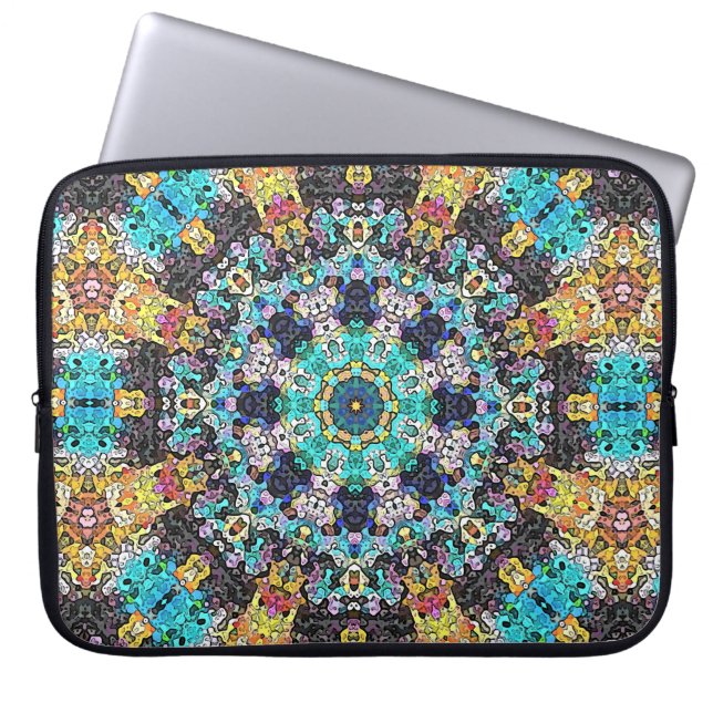 Colorful Grunge Mandala Laptop Sleeve (Front)