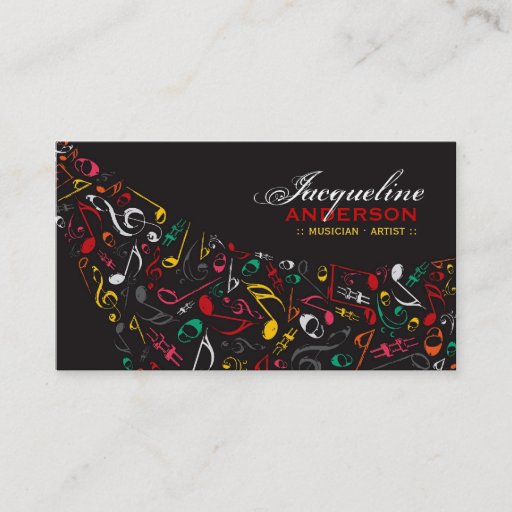 Customizable Colorful Music Musical Notes Artist Song Singing Business Card