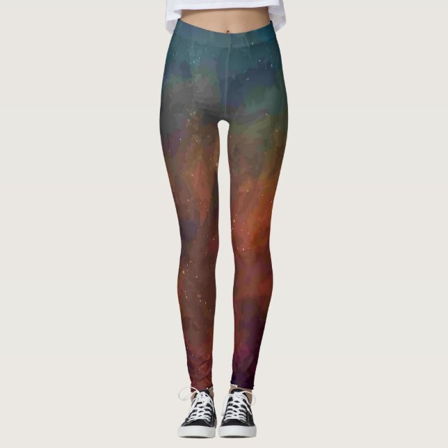 Colorful Grunge Paint Effect  Leggings (Front)