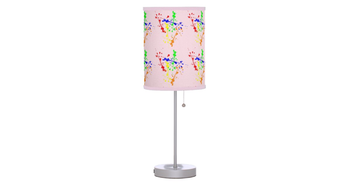 Colorful Grunge Paint Splatter Table Lamp -Pink | Zazzle