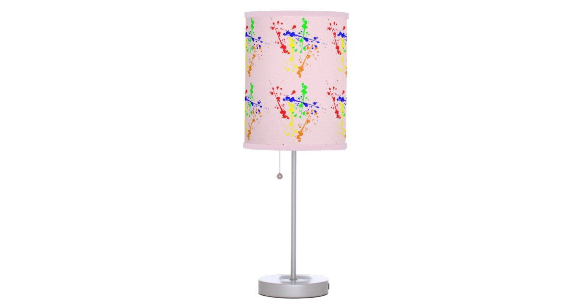 Colorful Grunge Paint Splatter Table Lamp -Pink | Zazzle