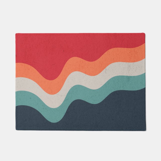 Colorful grunge retro style waves doormat (Front)