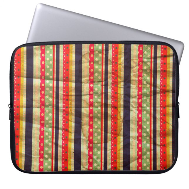 Colorful grunge stripes seamless pattern laptop sleeve (Front)