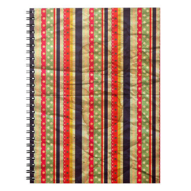 Colorful grunge stripes seamless pattern notebook (Front)