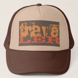 colorful grunge TRAVELER lettering Trucker Hat