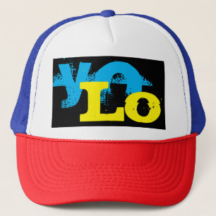 colorful grunge YOLO lettering   Trucker Hat
