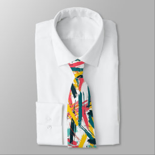 Colorful Grungy Brushstrokes Pattern Neck Tie