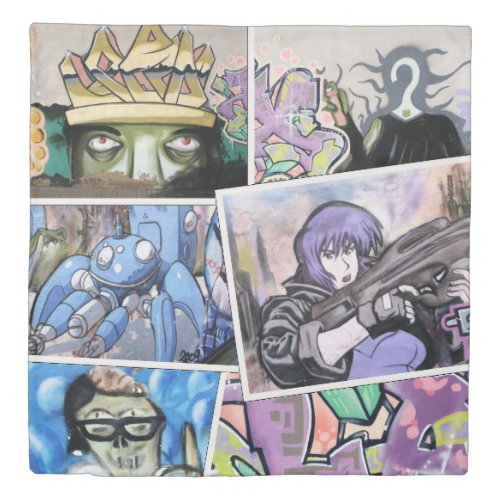 Colorful Grungy Street Art Collage Duvet Cover