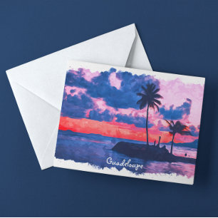 Colorful Guadeloupe Caribbean Island Watercolor Postcard