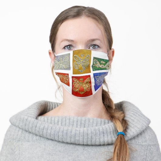 Colorful Guardian Angel Art Custom Face Masks (Worn)