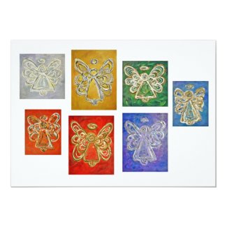 Colorful Guardian Angel Art Custom Invitations