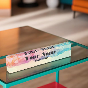 Colorful Guilloche Lines Nameplate