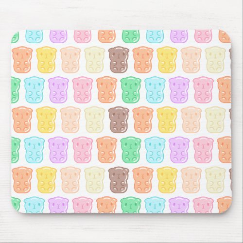 Colorful Guinea pig shape gummy candies pattern Mouse Pad