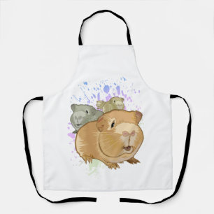 Colorful Guinea Pig Trio Rainbow Paint Splash Apron